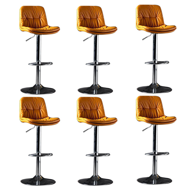 Modern Metal Barstool Faux Leather Footrest Stool Adjustable in Matte Finish