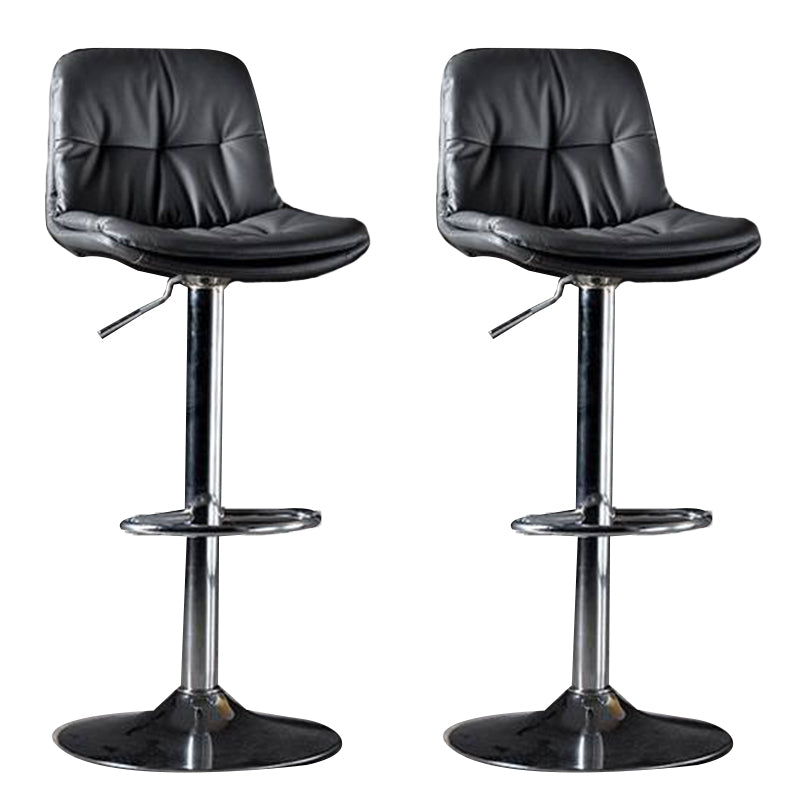 Modern Metal Barstool Faux Leather Footrest Stool Adjustable in Matte Finish