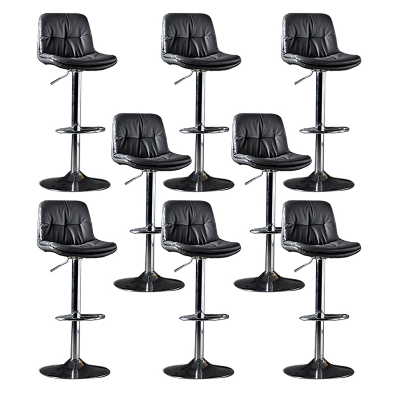 Modern Metal Barstool Faux Leather Footrest Stool Adjustable in Matte Finish