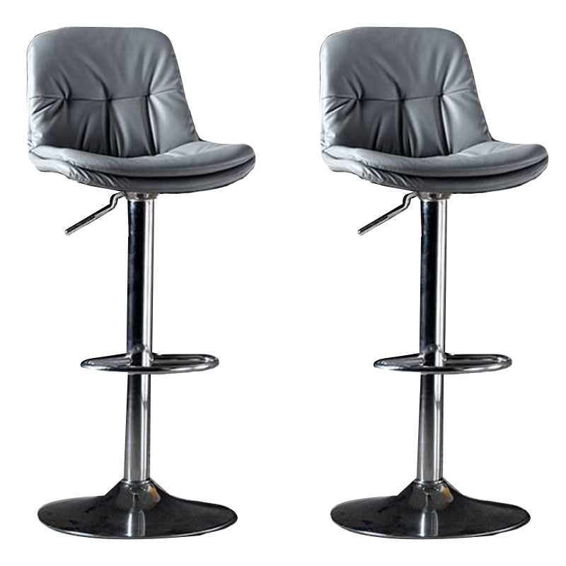 Modern Metal Barstool Faux Leather Footrest Stool Adjustable in Matte Finish