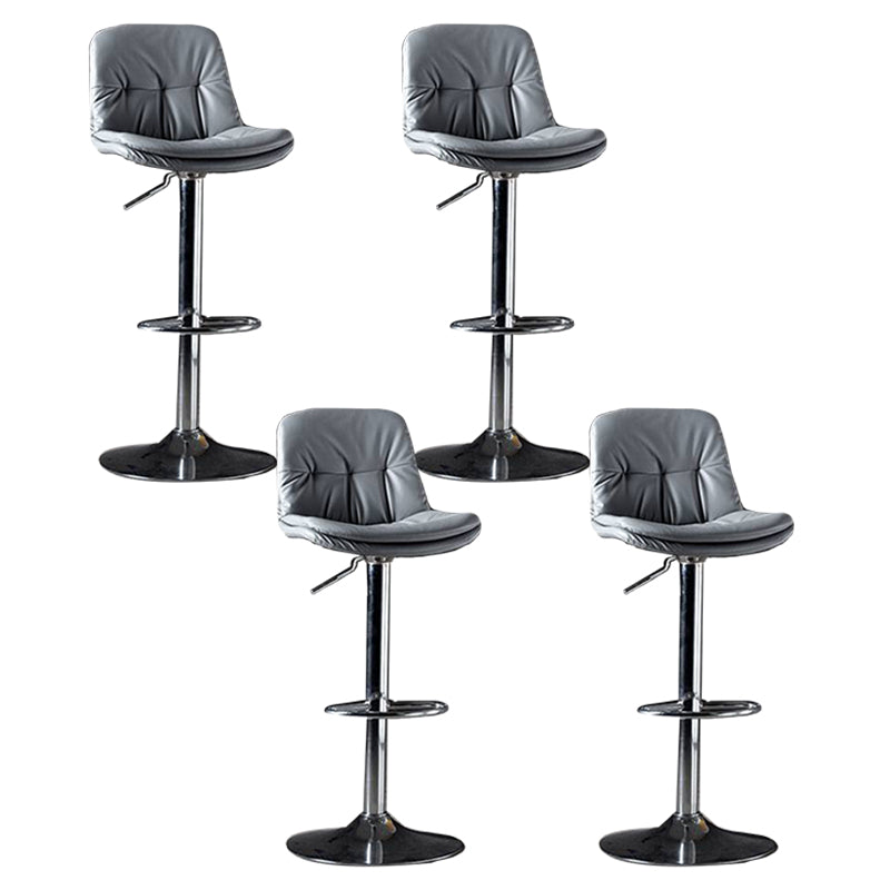 Modern Metal Barstool Faux Leather Footrest Stool Adjustable in Matte Finish