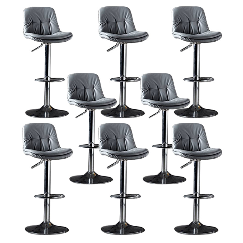 Modern Metal Barstool Faux Leather Footrest Stool Adjustable in Matte Finish