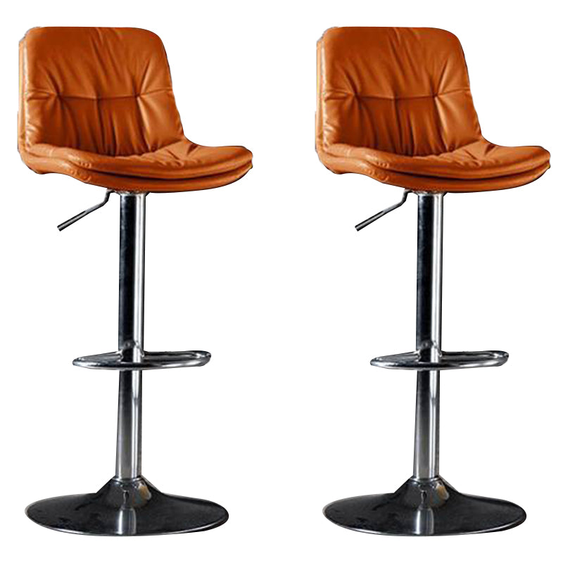 Modern Metal Barstool Faux Leather Footrest Stool Adjustable in Matte Finish