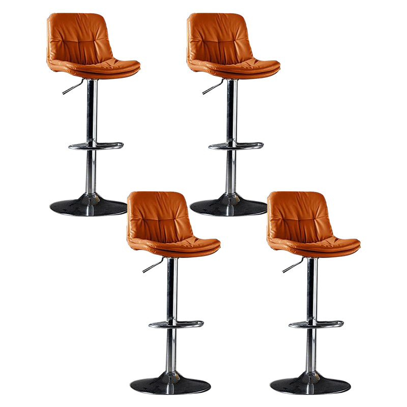 Modern Metal Barstool Faux Leather Footrest Stool Adjustable in Matte Finish