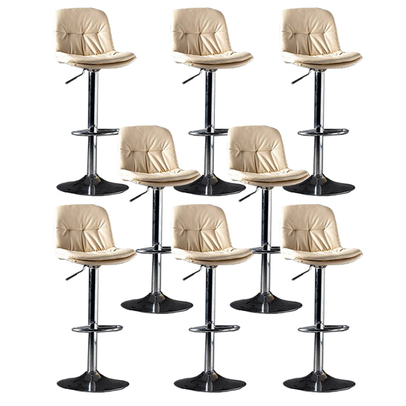 Modern Metal Barstool Faux Leather Footrest Stool Adjustable in Matte Finish