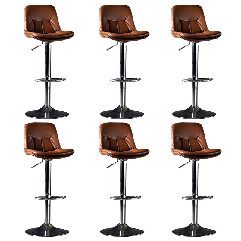 Modern Metal Barstool Faux Leather Footrest Stool Adjustable in Matte Finish