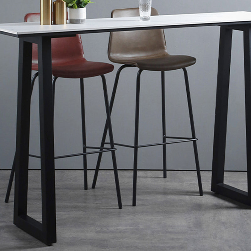 Living Room Leather Counter Chair Bucket Industrial Footrest Counter Bar Stool