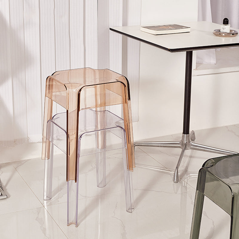 Modern Squared Counter Chair Plastic Backless Indoor Counter-height Stool