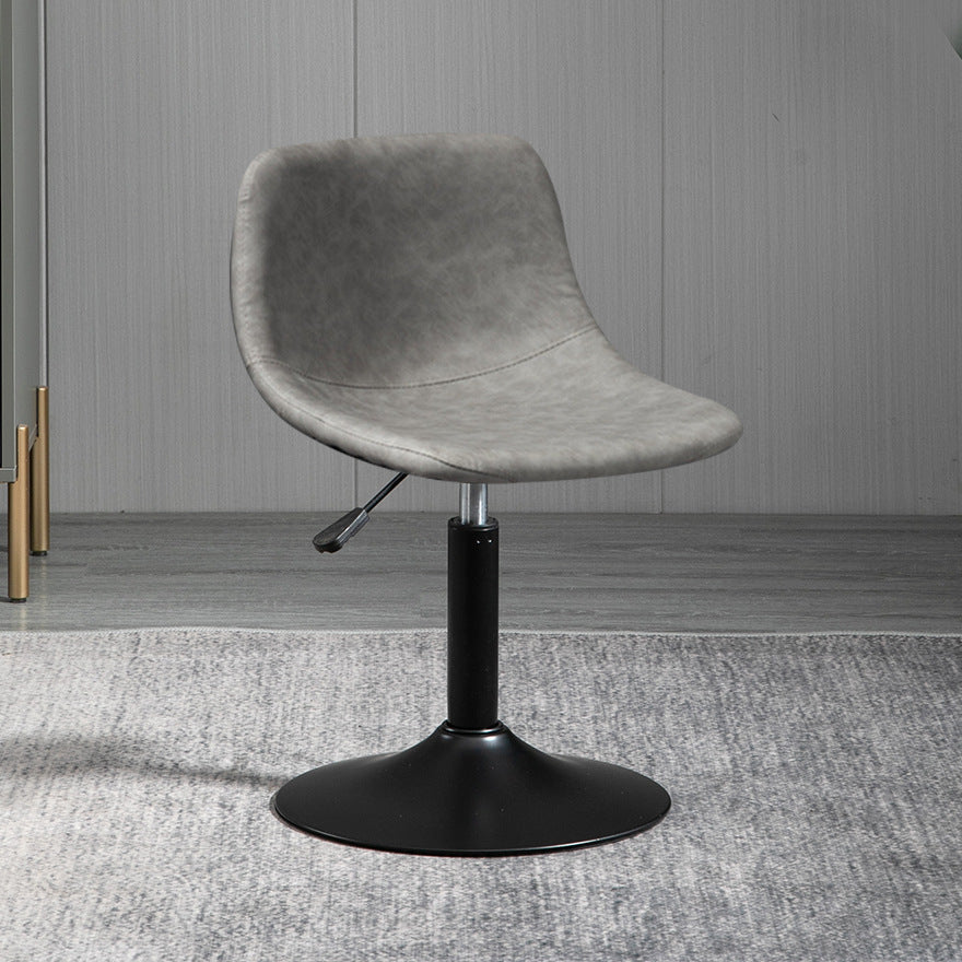 Contemporary Metal Barstool Faux Leather Footrest Stool Adjustable in Matte Finish