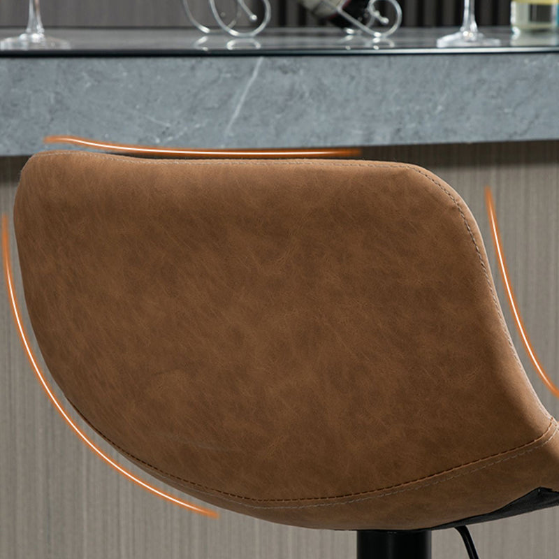 Contemporary Metal Barstool Faux Leather Footrest Stool Adjustable in Matte Finish