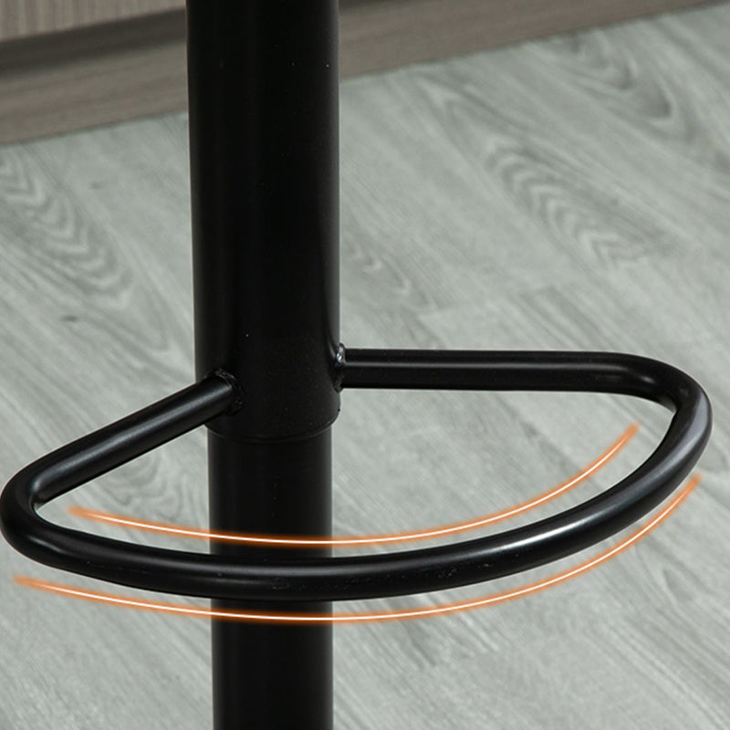 Contemporary Metal Barstool Faux Leather Footrest Stool Adjustable in Matte Finish