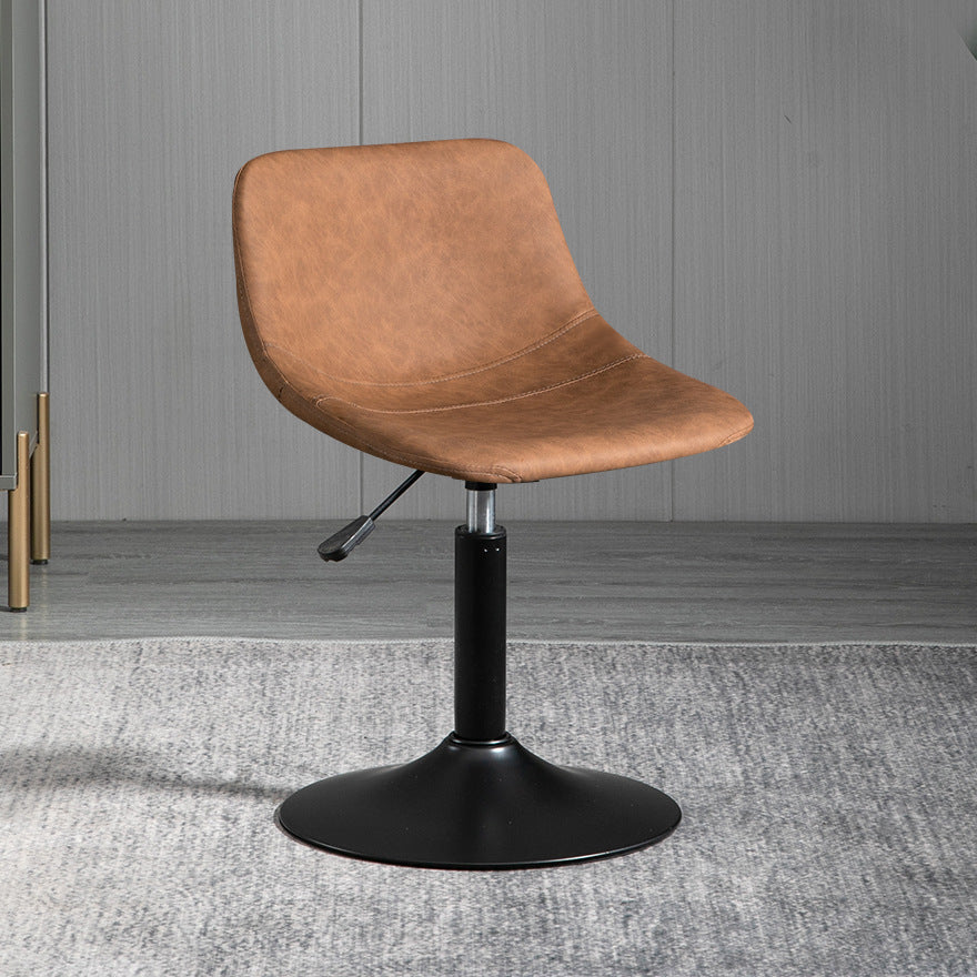 Contemporary Metal Barstool Faux Leather Footrest Stool Adjustable in Matte Finish