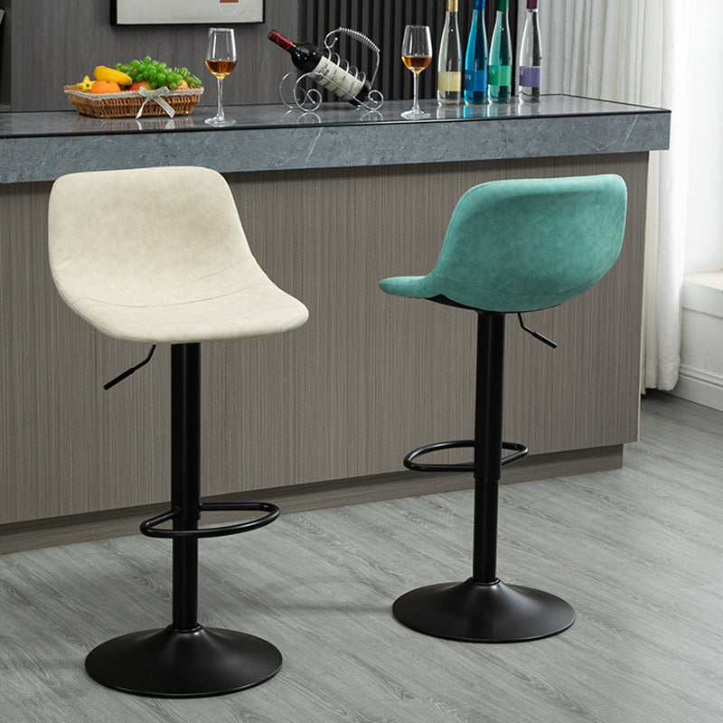Contemporary Metal Barstool Faux Leather Footrest Stool Adjustable in Matte Finish