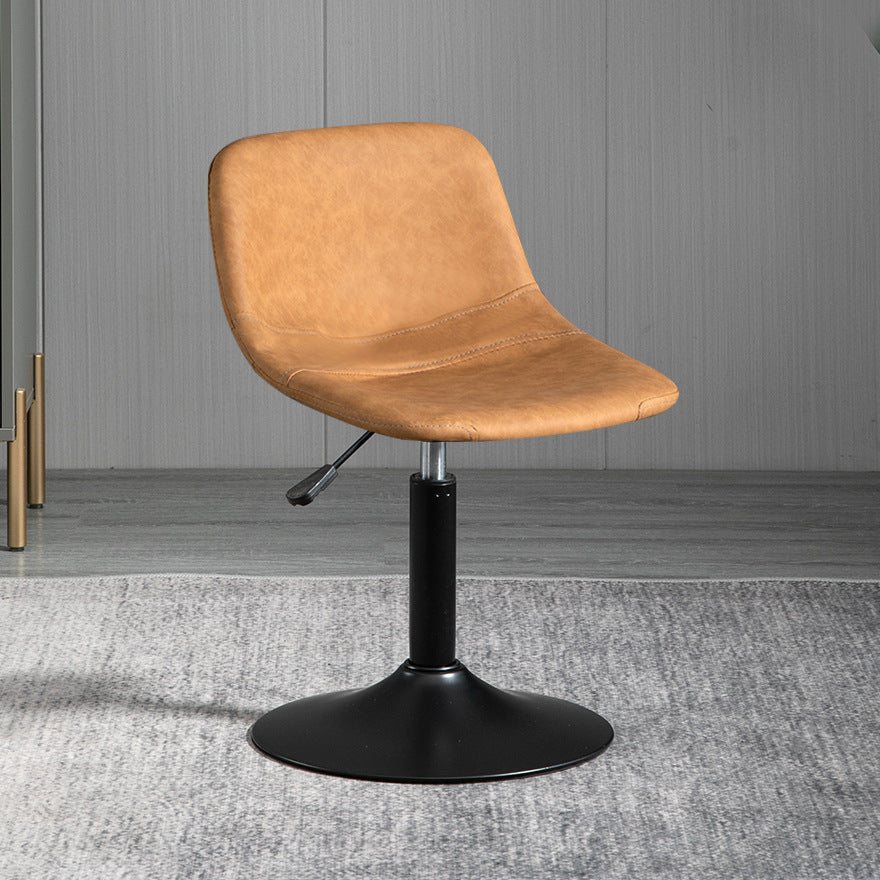 Contemporary Metal Barstool Faux Leather Footrest Stool Adjustable in Matte Finish