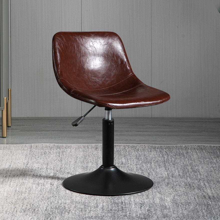 Contemporary Metal Barstool Faux Leather Footrest Stool Adjustable in Matte Finish