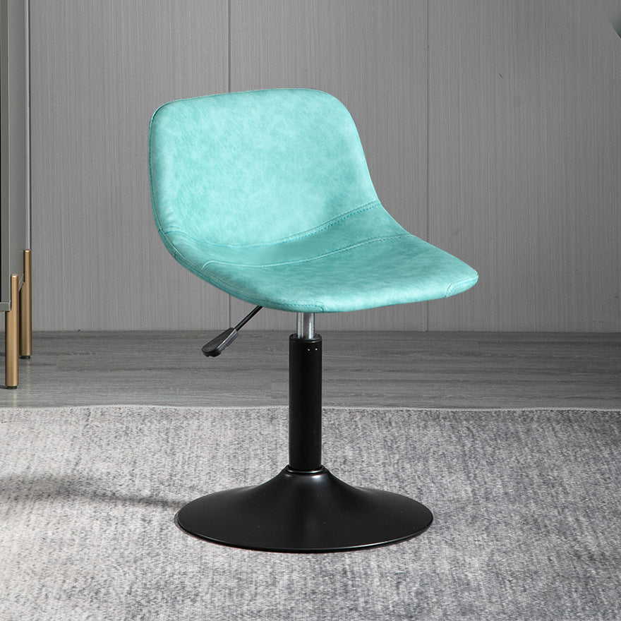 Contemporary Metal Barstool Faux Leather Footrest Stool Adjustable in Matte Finish