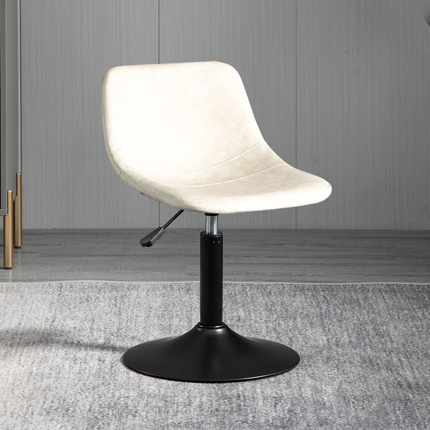 Contemporary Metal Barstool Faux Leather Footrest Stool Adjustable in Matte Finish