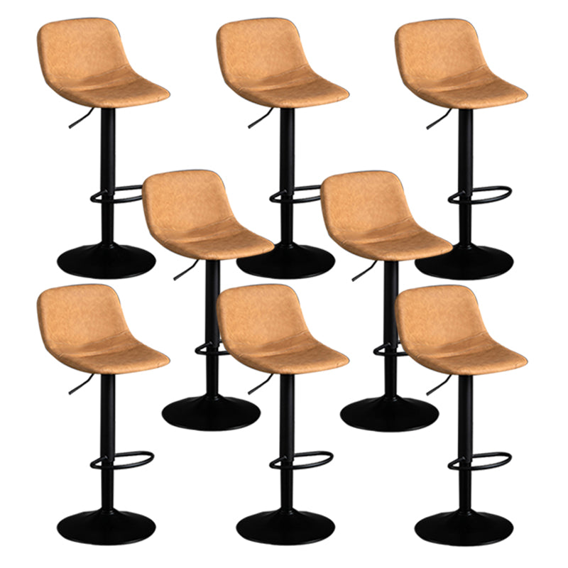 Contemporary Metal Barstool Faux Leather Footrest Stool Adjustable in Matte Finish