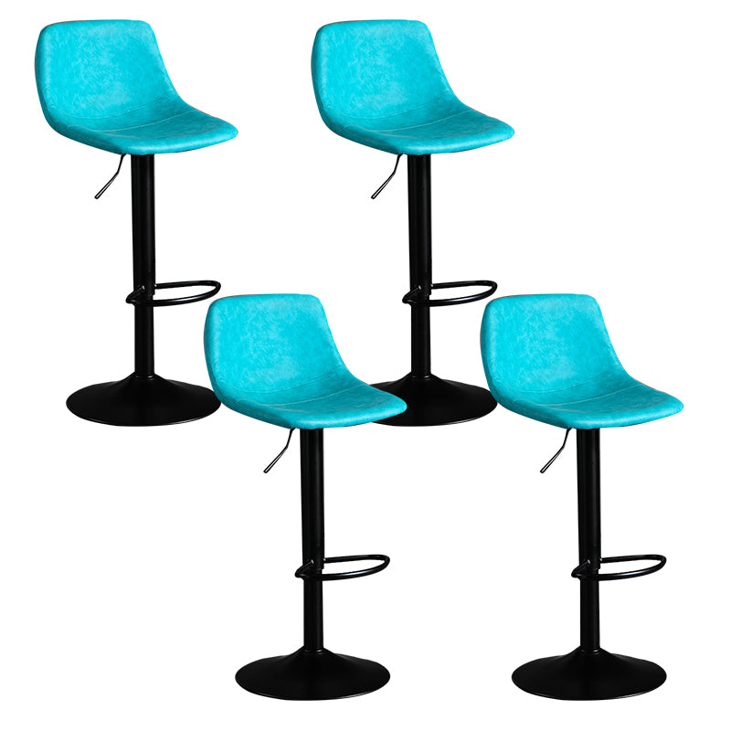 Contemporary Metal Barstool Faux Leather Footrest Stool Adjustable in Matte Finish