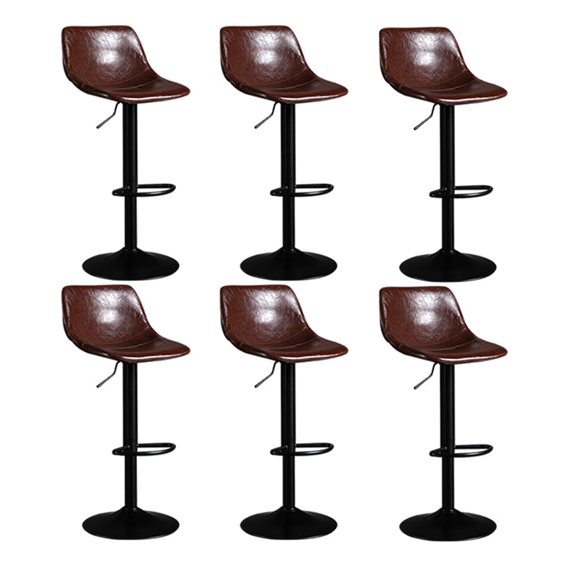Contemporary Metal Barstool Faux Leather Footrest Stool Adjustable in Matte Finish