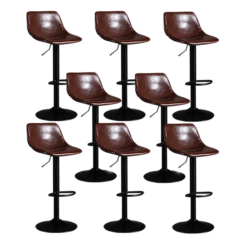 Contemporary Metal Barstool Faux Leather Footrest Stool Adjustable in Matte Finish