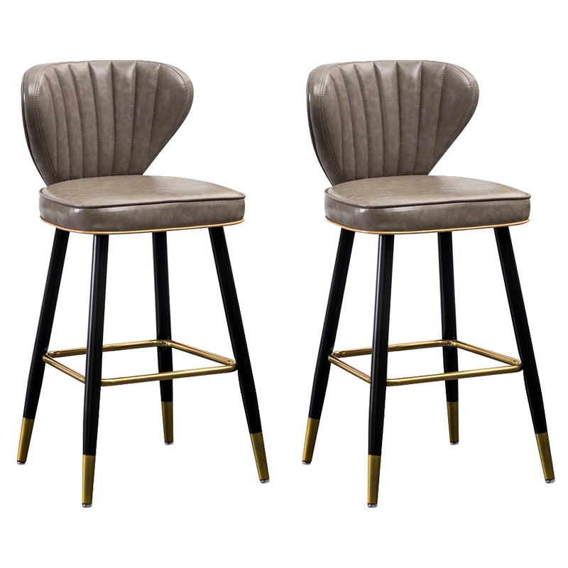 Modern Metal Barstool Faux Leather Counter Stool with Iorn 4 Legs