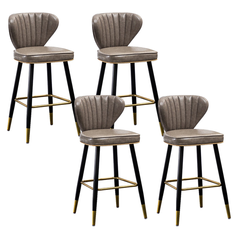 Modern Metal Barstool Faux Leather Counter Stool with Iorn 4 Legs