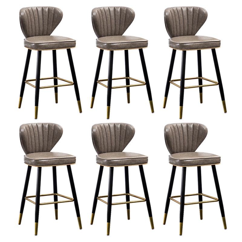Modern Metal Barstool Faux Leather Counter Stool with Iorn 4 Legs
