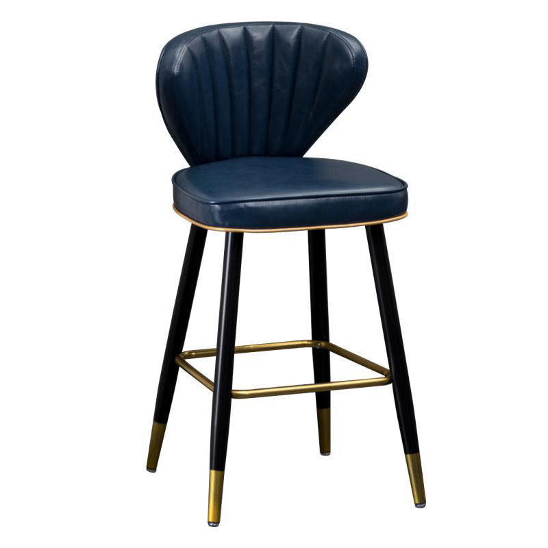 Modern Metal Barstool Faux Leather Counter Stool with Iorn 4 Legs