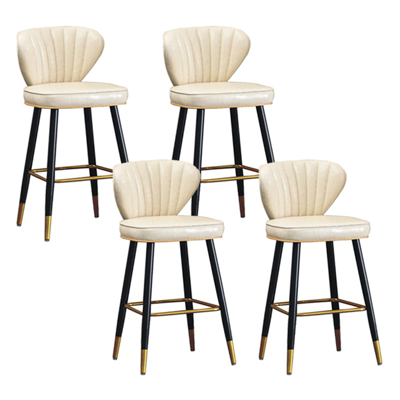 Modern Metal Barstool Faux Leather Counter Stool with Iorn 4 Legs