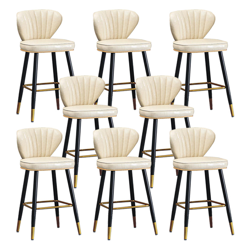 Modern Metal Barstool Faux Leather Counter Stool with Iorn 4 Legs