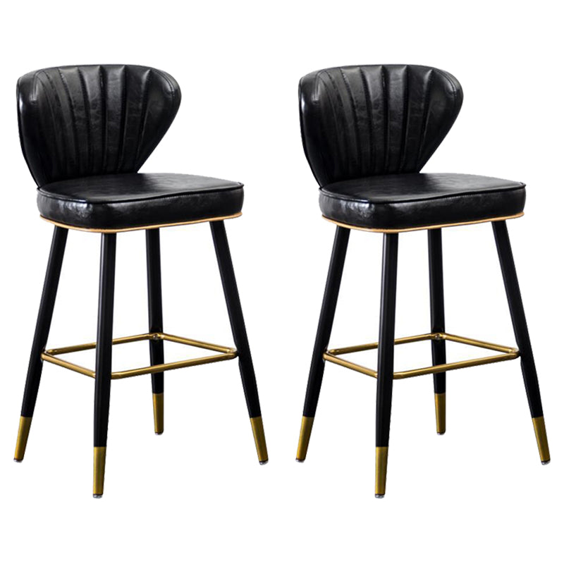 Modern Metal Barstool Faux Leather Counter Stool with Iorn 4 Legs
