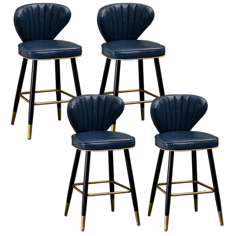 Modern Metal Barstool Faux Leather Counter Stool with Iorn 4 Legs