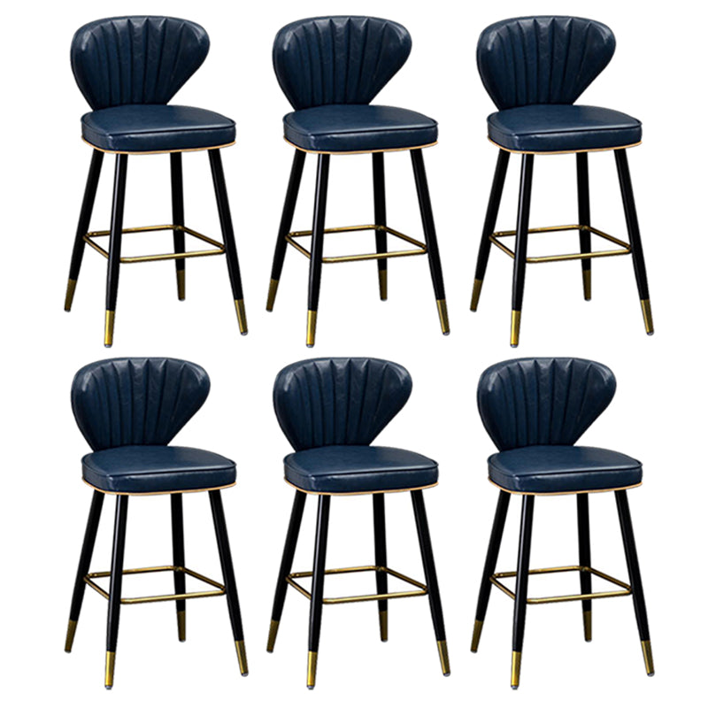 Modern Metal Barstool Faux Leather Counter Stool with Iorn 4 Legs