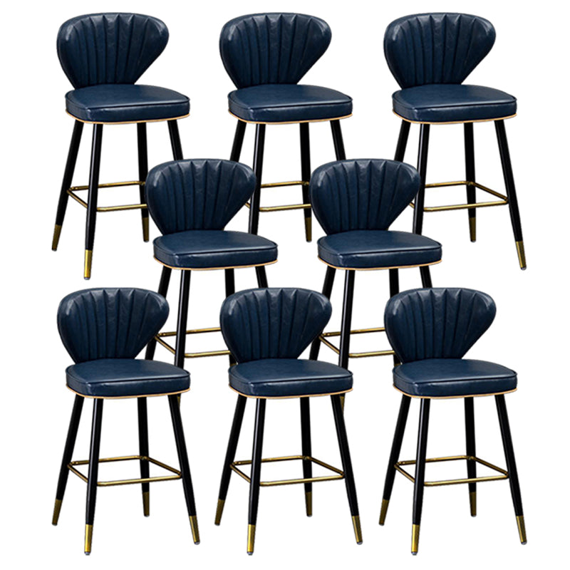 Modern Metal Barstool Faux Leather Counter Stool with Iorn 4 Legs