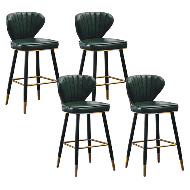 Modern Metal Barstool Faux Leather Counter Stool with Iorn 4 Legs