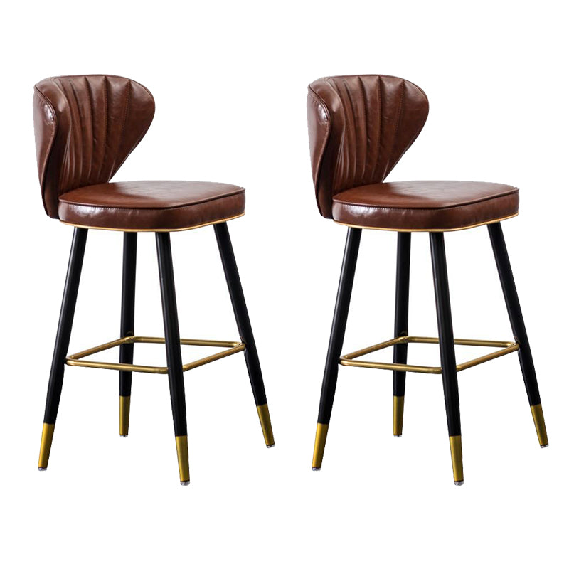 Modern Metal Barstool Faux Leather Counter Stool with Iorn 4 Legs