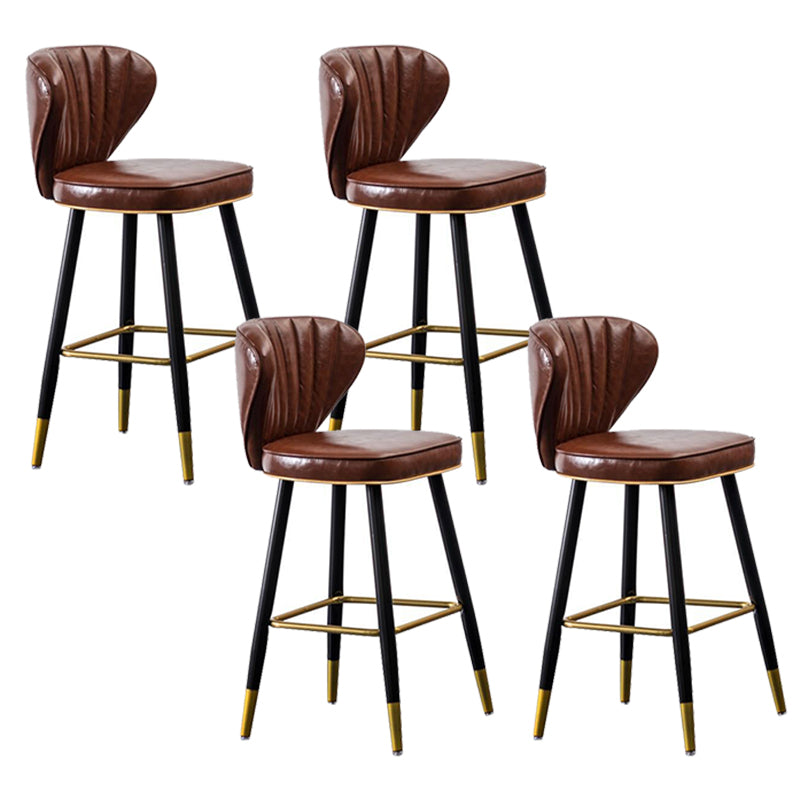 Modern Metal Barstool Faux Leather Counter Stool with Iorn 4 Legs