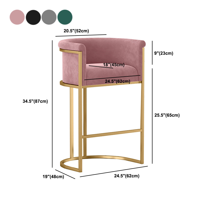 Glam Fabric Counter Stool Luxury Furniture with Gold Legs in Matte Finish for Indoor