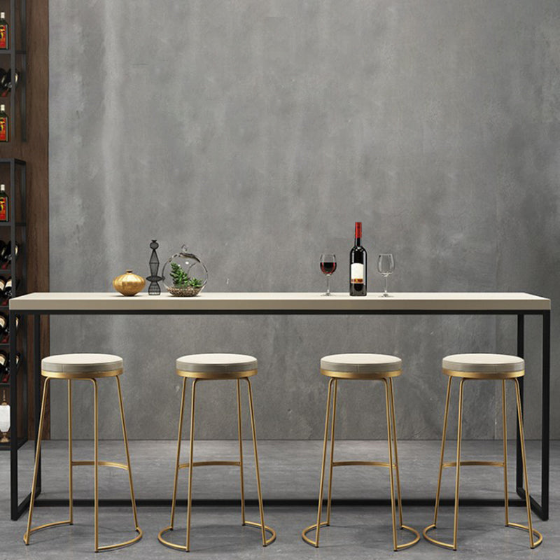 Contemporary Metal Barstool Faux Leather Backless Counter Stool with Iorn 4 Legs