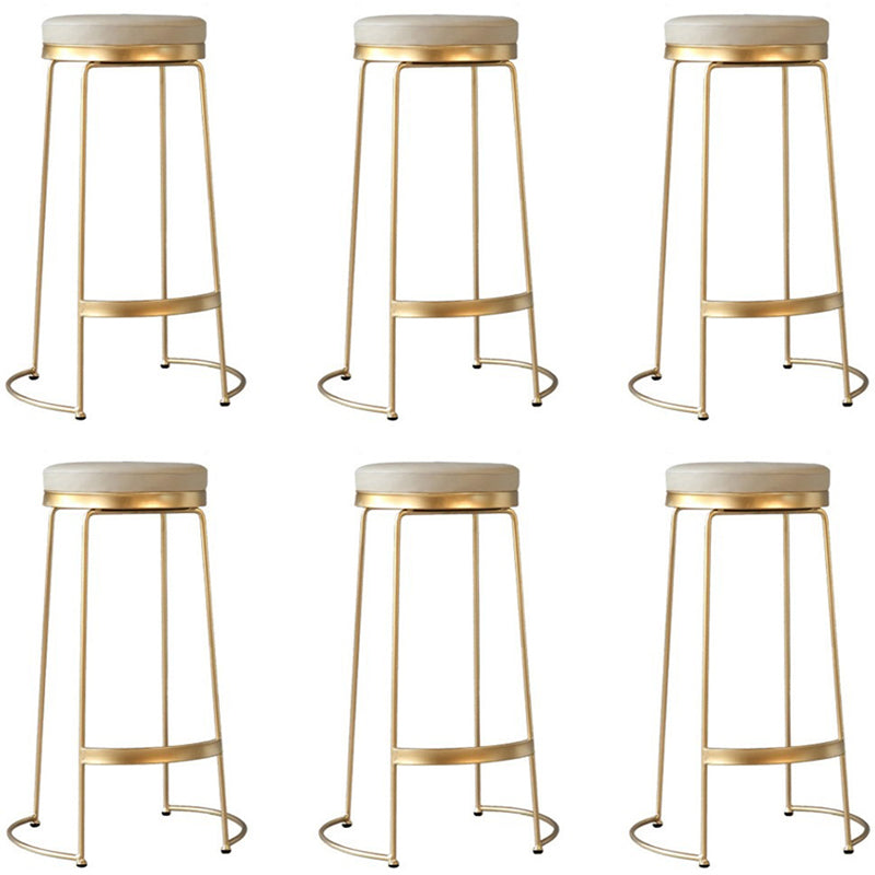 Contemporary Metal Barstool Faux Leather Backless Counter Stool with Iorn 4 Legs