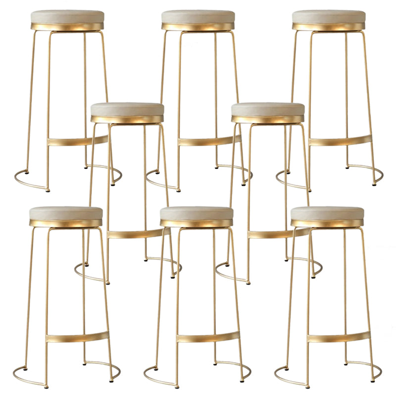 Contemporary Metal Barstool Faux Leather Backless Counter Stool with Iorn 4 Legs