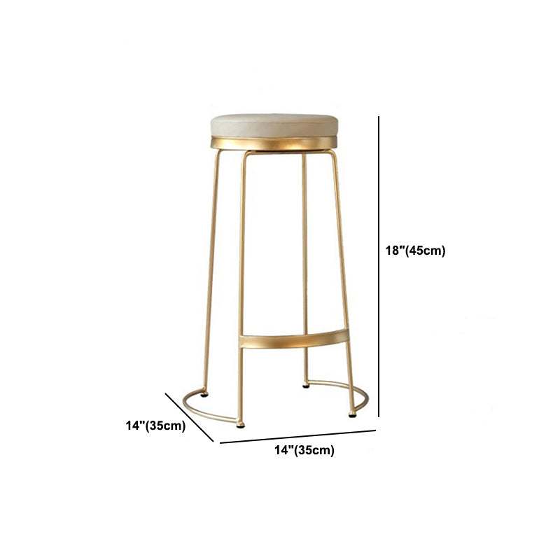 Contemporary Metal Barstool Faux Leather Backless Counter Stool with Iorn 4 Legs