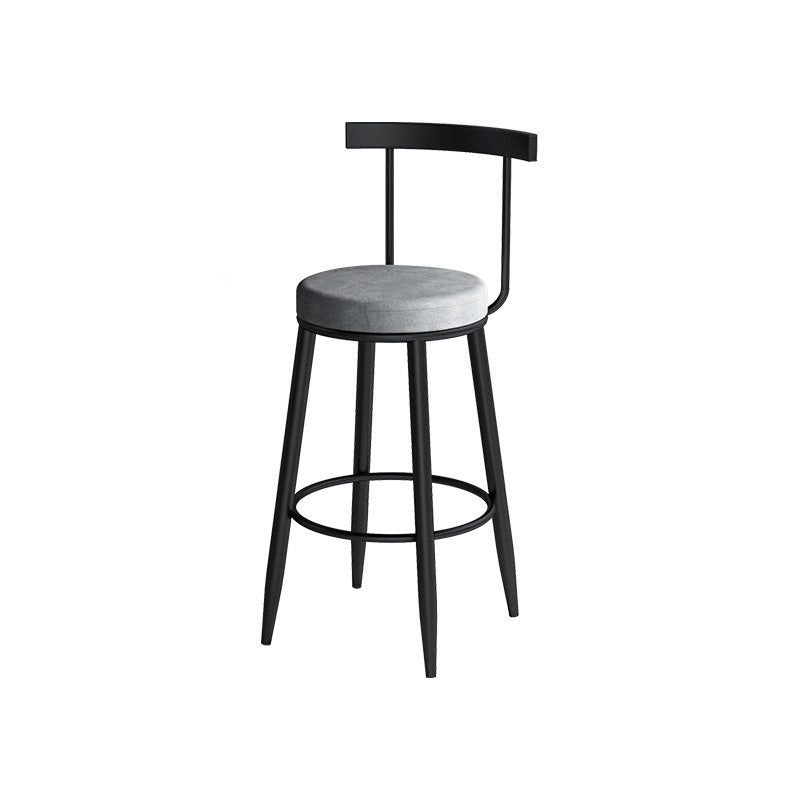 Contemporary Metal Barstool Fabric Upholstered Counter Stool in Matte Finish for Indoor