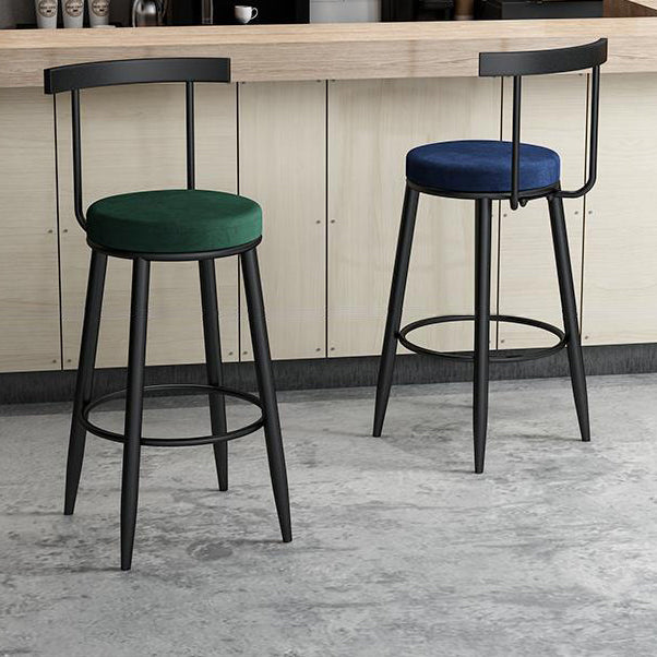 Contemporary Metal Barstool Fabric Upholstered Counter Stool in Matte Finish for Indoor