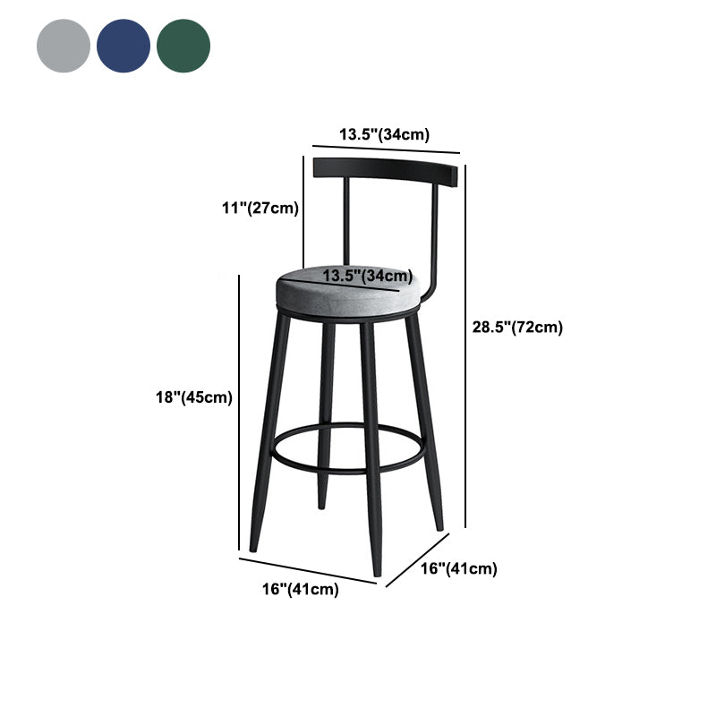 Contemporary Metal Barstool Fabric Upholstered Counter Stool in Matte Finish for Indoor
