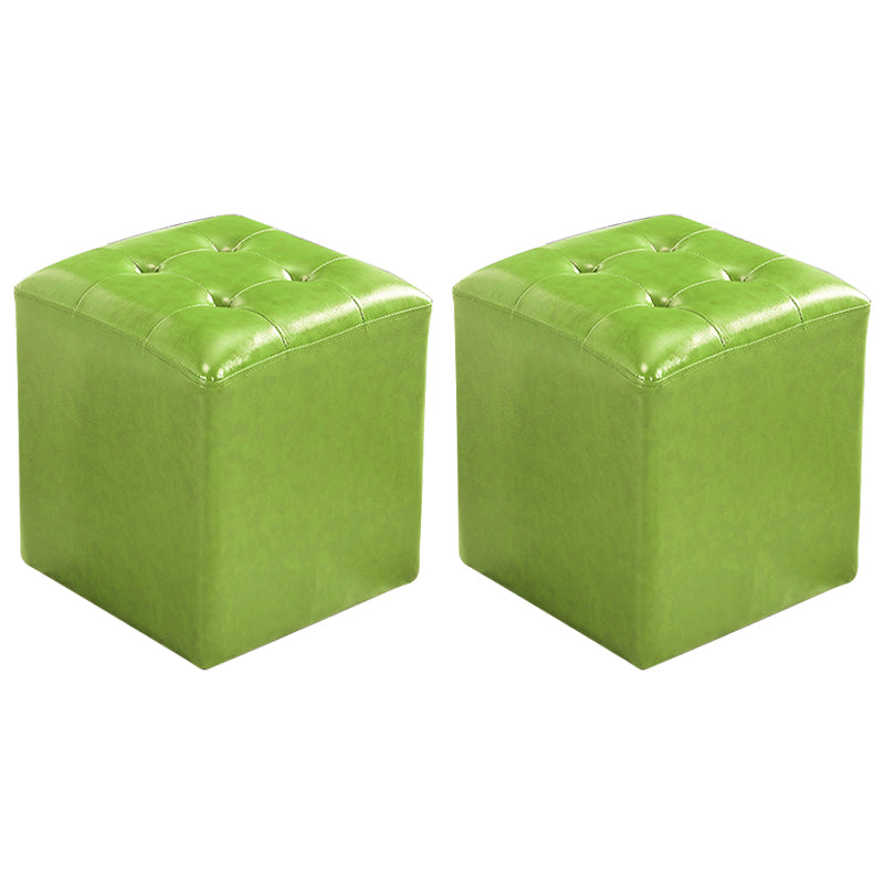 Contemporary Tufted Ottoman Water Resistant Leather Foot Stool Square Ottoman