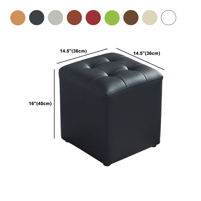 Contemporary Tufted Ottoman Water Resistant Leather Foot Stool Square Ottoman