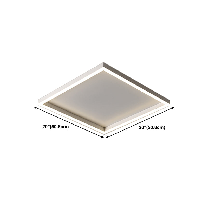 Modern Style Square Shape Ceiling Light Metal 1 Light Ceiling Lamp for Bedroom in White