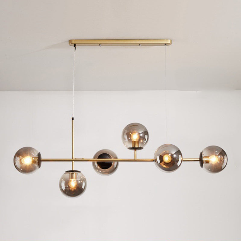 4 / 6 - Light Ceiling Pendant Fixture Metal and Glass Ball Shade Kitchen Island Light